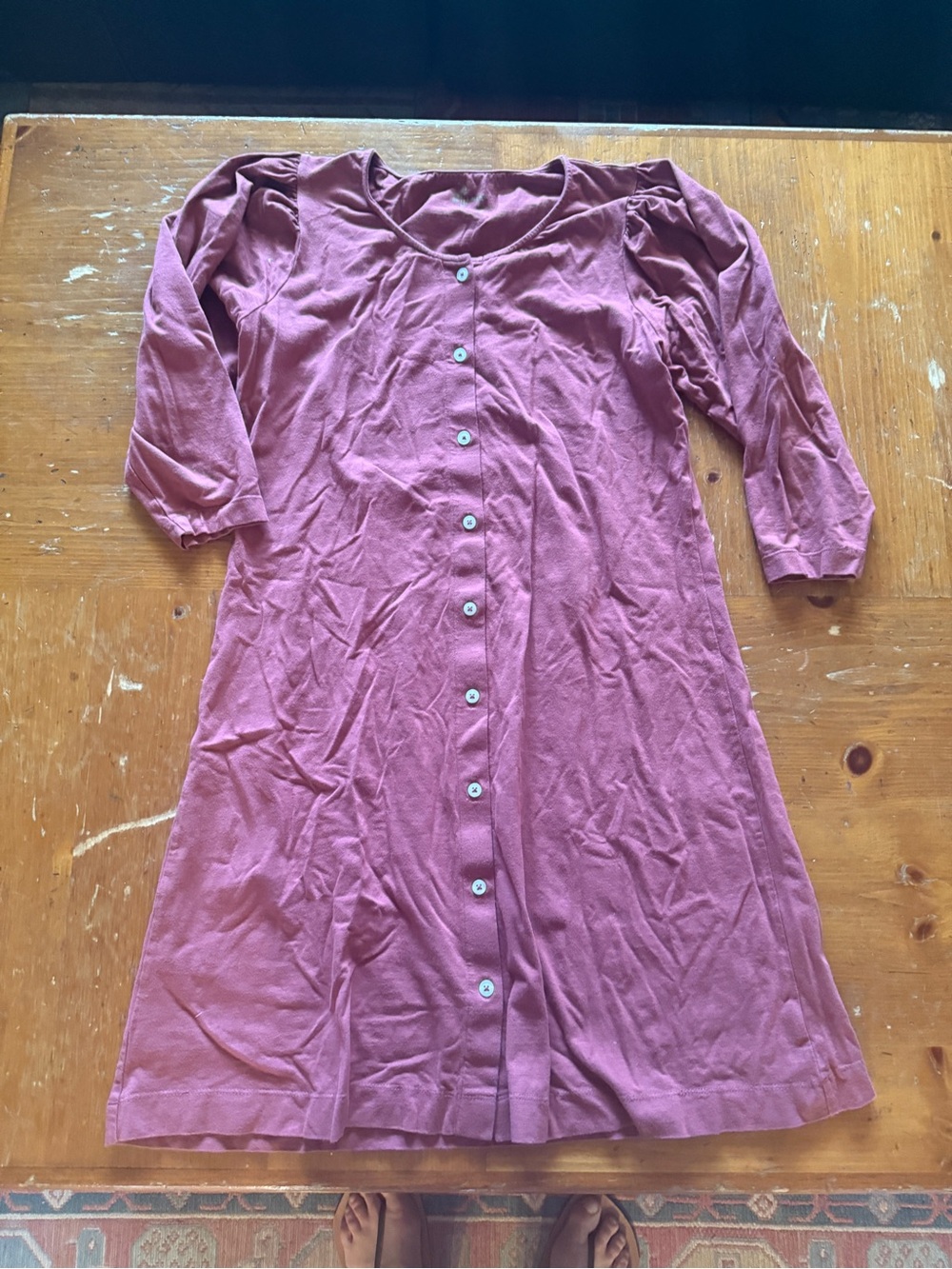 kate quinn Long Sleeve Button-Front Dress in Dusty Rose